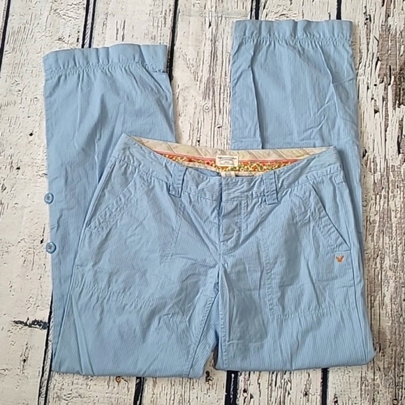 Vintage Y2K American Eagle Outfitters Sky Blue Striped Convertible Pants Size 6 - Picture 3 of 13